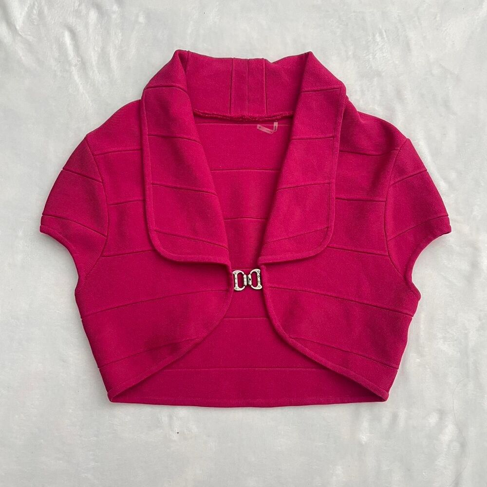 Pink Collared Crop Top Women's M Barbie Workwear Corpcore Office Siren Glam